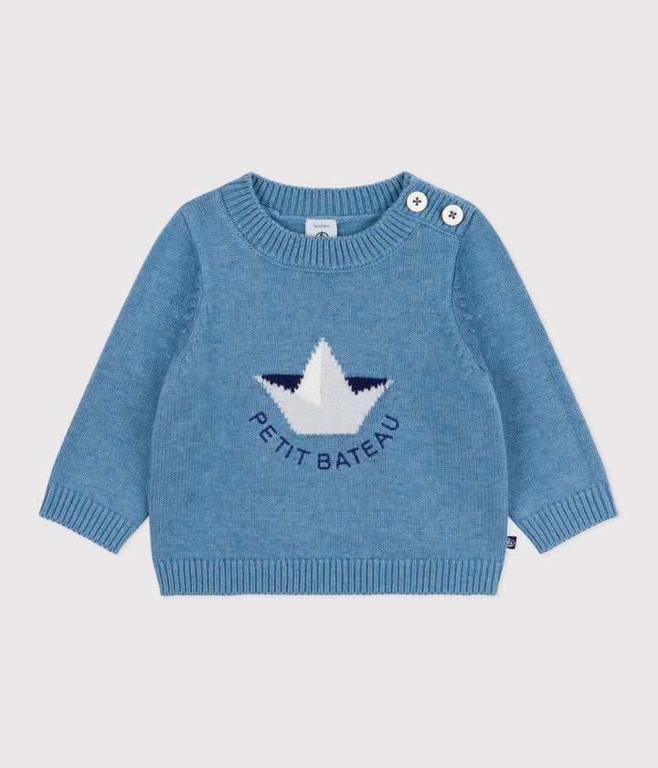 Maglione in misto lana e cotone con barca bebé A0EBC 01 PETIT BATEAU 