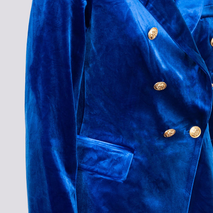Blazer doppiopetto in velluto blu elettrico V2021 BLUETTE ANDREA MORANDO 