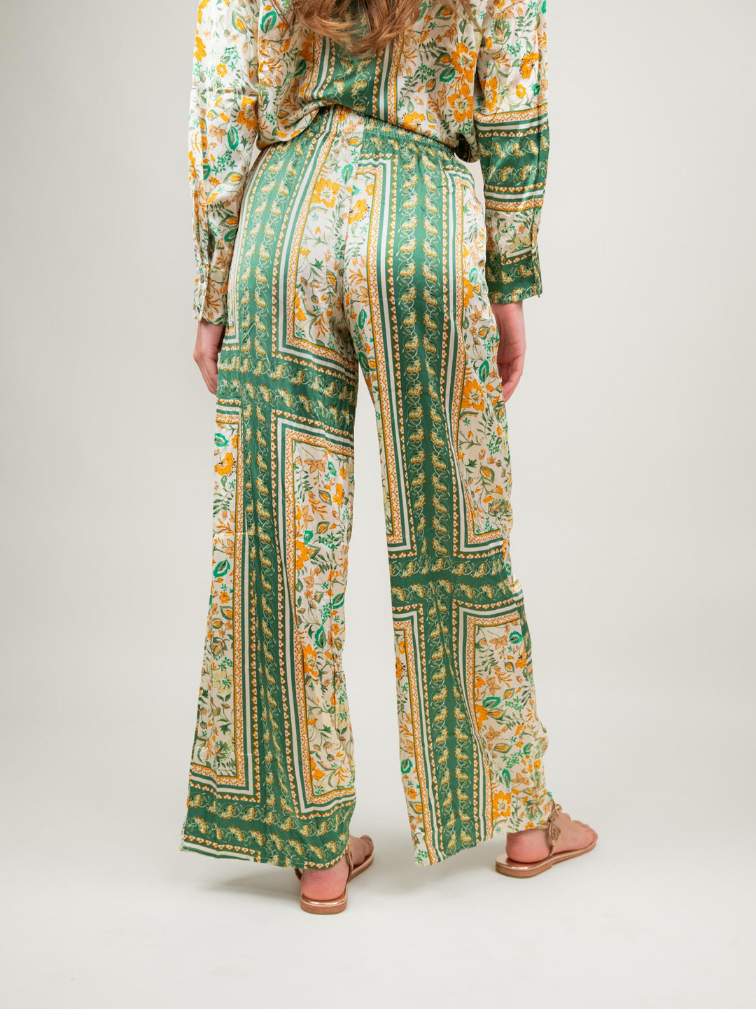 PANTALONE A PALAZZO FANTASIA VERDE E ARANCIO 9821 VERDE/ARANCIO ANDREA MORANDO 