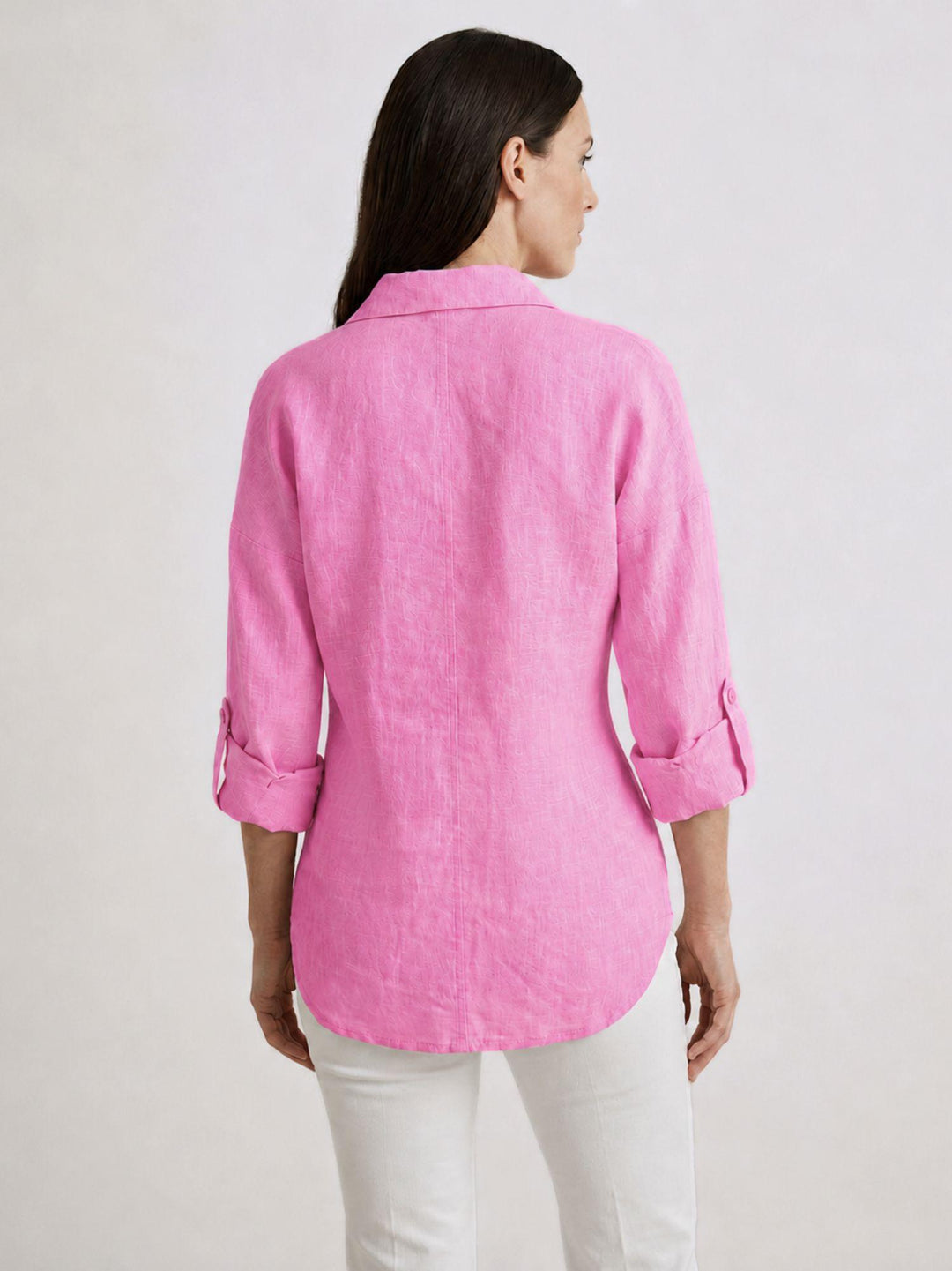 Camicia in lino rosa 6CM05526 629 ANDREA MORANDO 