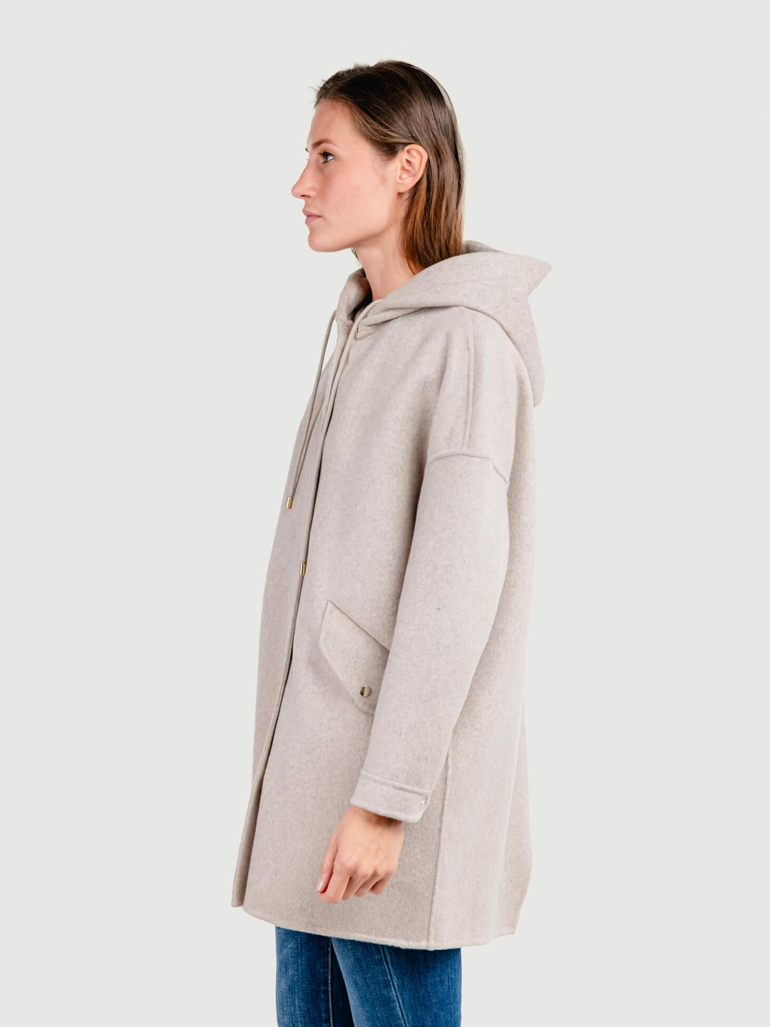 CAPPOTTO PARKA MICHELLE IN LANA BEIGE MICHELLE BEIGE ANDREA MORANDO 
