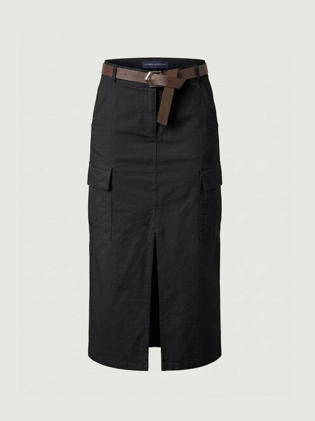 Gonna cargo midi in cotone nera 6105 NERO ANDREA MORANDO 