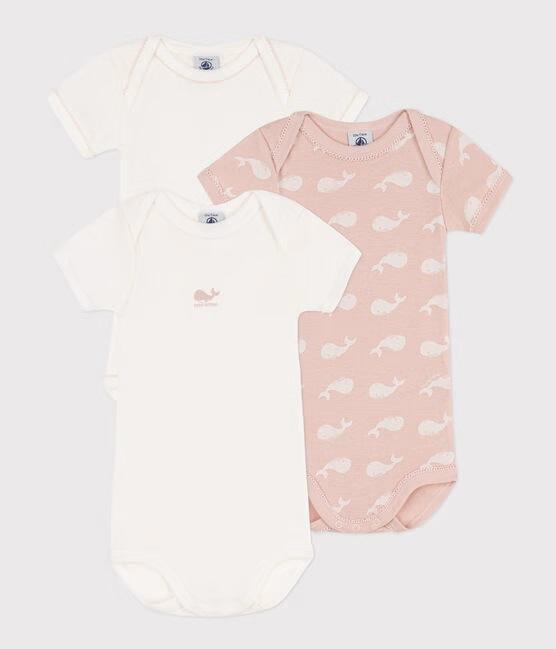Confezione da 3 body manica corta in cotone con balene A0BDV 00 PETIT BATEAU 