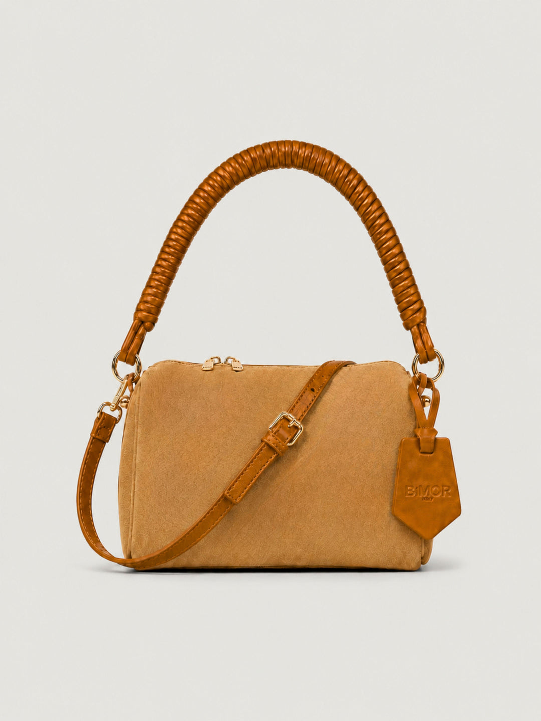 Borsa a spalla Mini Cube in pelle scamosciata cuoio MINI CUBE CUOIO BIMOR 