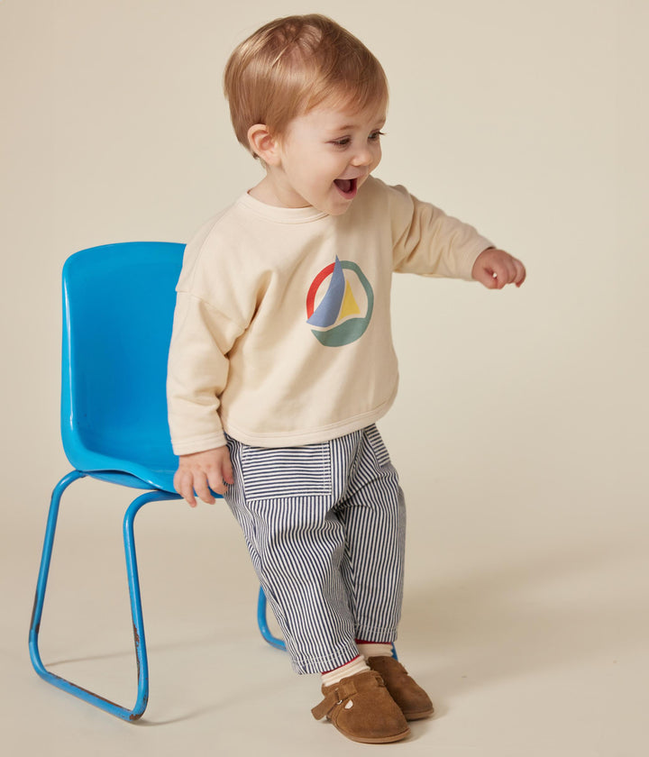 Maglia con stampa barchetta in tessuto felpato A0BMA 02 PETIT BATEAU 