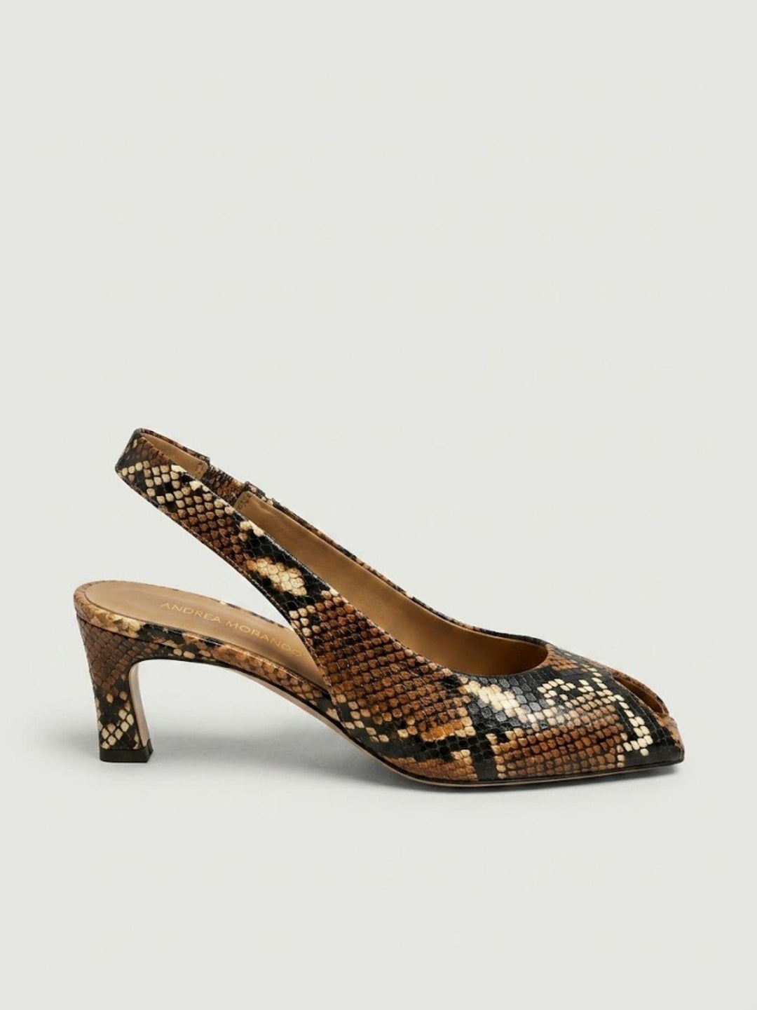 Spuntata slingback in pelle pitonata cuoio R1702 CUOIO ANDREA MORANDO 