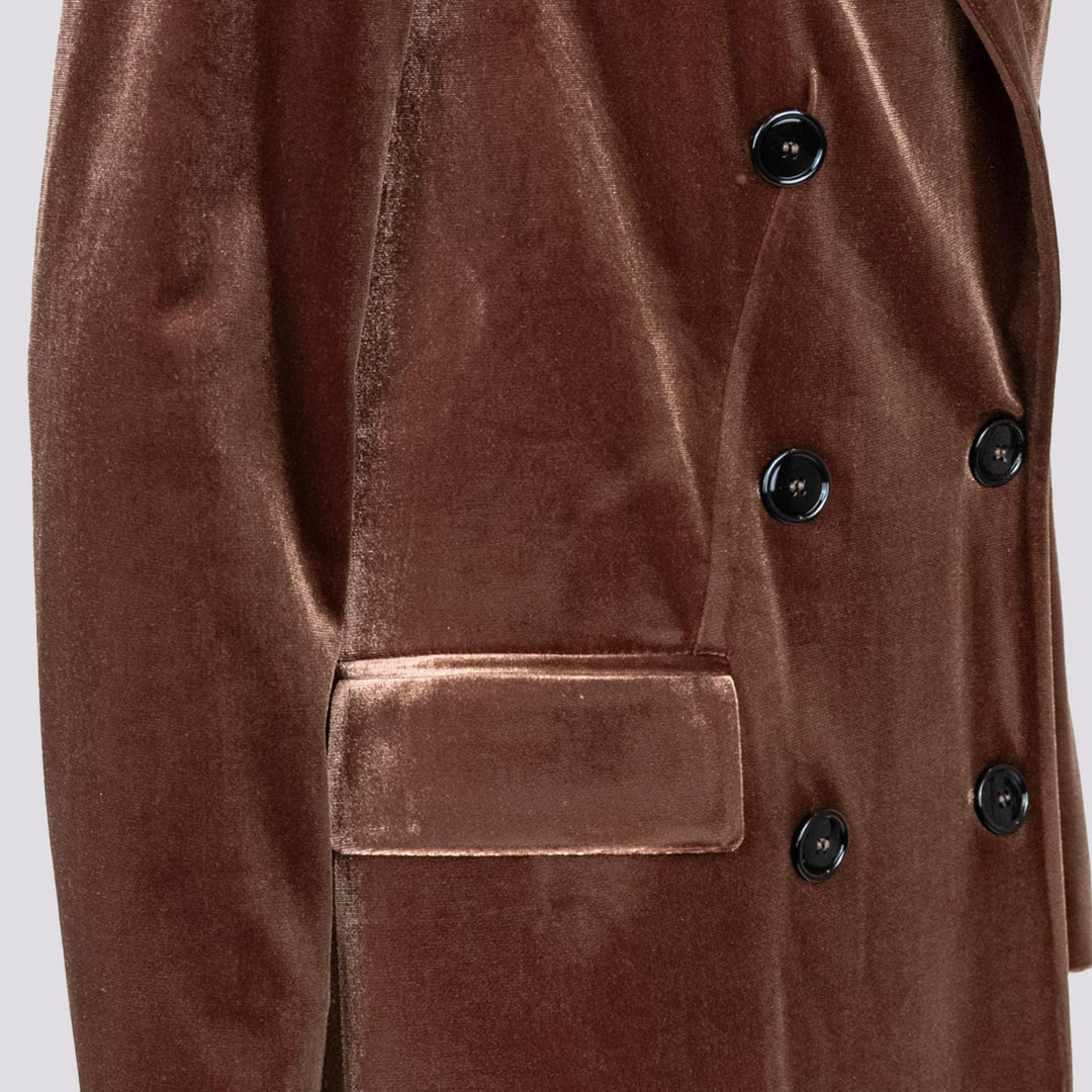 CAPPOTTO DOPPIOPETTO  CON SPACCO LATERALE IN VELLUTO NOCE 2134/2894 75 ANDREA MORANDO 