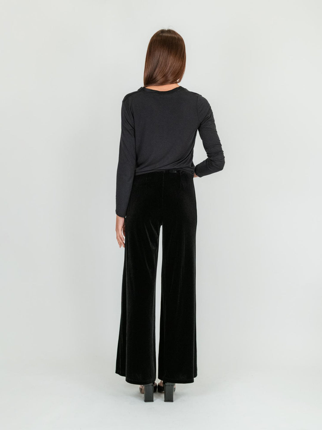 PANTALONE CON ELASTICO IN VELLUTO nero LISCIO 245C1021 029 ANDREA MORANDO 