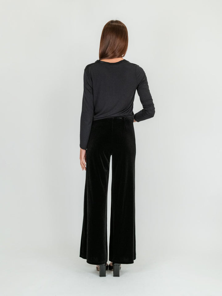 PANTALONE CON ELASTICO IN VELLUTO nero LISCIO 245C1021 029 ANDREA MORANDO 