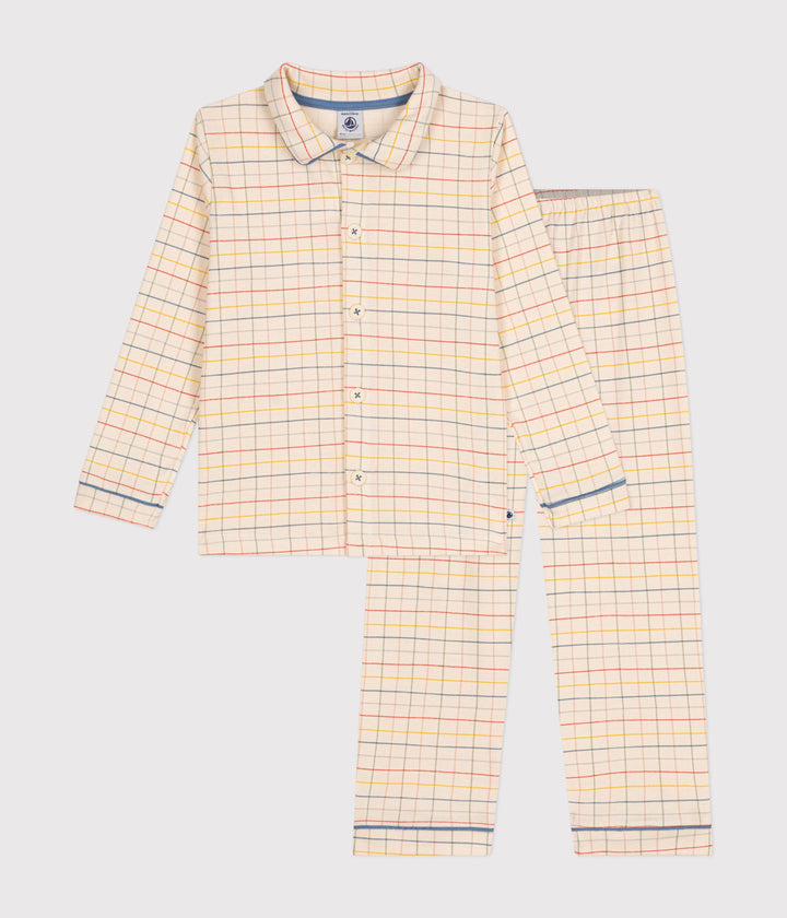 Pigiama a quadri multicolor in cotone con stampa a quadri bambino A0BT2 01 PETIT BATEAU 