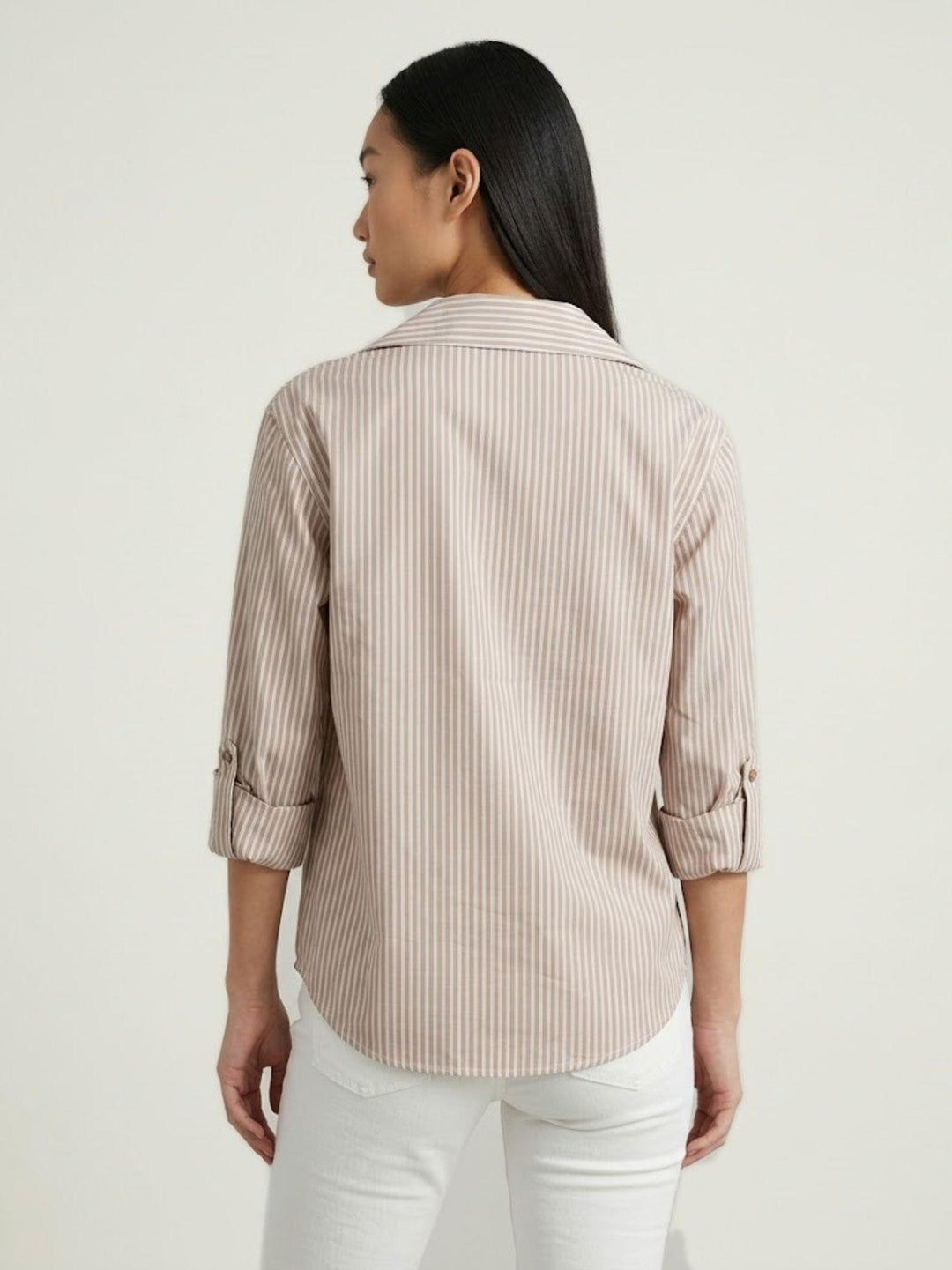 Camicia in cotone a righe color caffè M796/221B8 0714 ANDREA MORANDO 