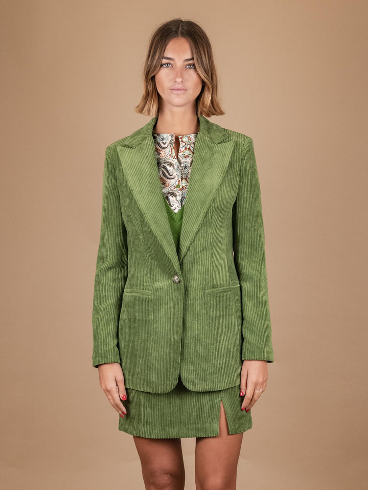 BLAZER MONOPETTO IN VELLUTO A COSTE VERDE ACIDO G1A5455 VERDE ANDREA MORANDO 