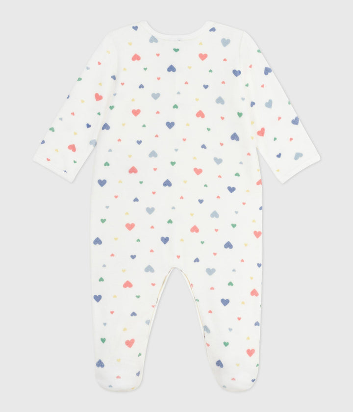 Pigiama in ciniglia con stampa a cuori neonato A0DVW 01 PETIT BATEAU 