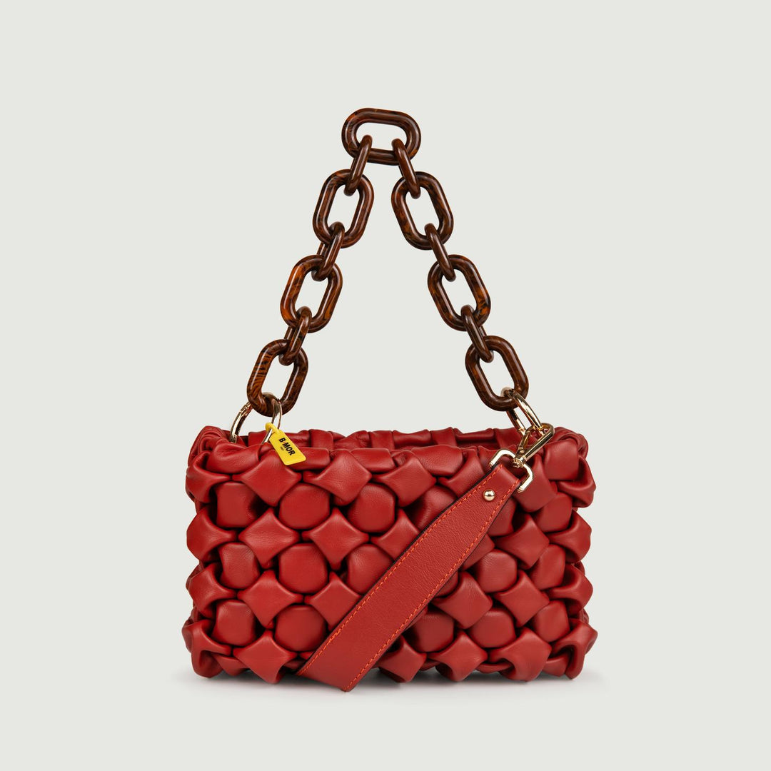 BORSA IN PELLE INTRECCIATA MATTONE "CURLY" CURLYNEW MATTONE BIMOR 