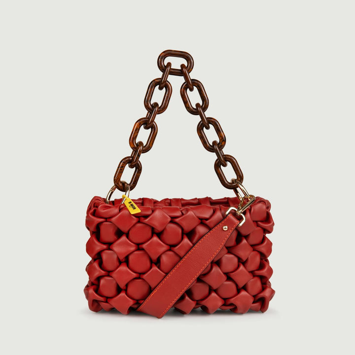 BORSA IN PELLE INTRECCIATA MATTONE "CURLY" CURLYNEW MATTONE BIMOR 