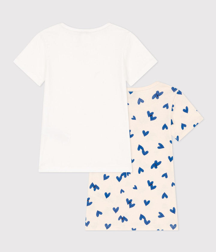 CONFEZIONE DA 2 T-SHIRT A MANICHE CORTE BAMBINA IN COTONE MOTIVO CUORE A088W 00 PETIT BATEAU 