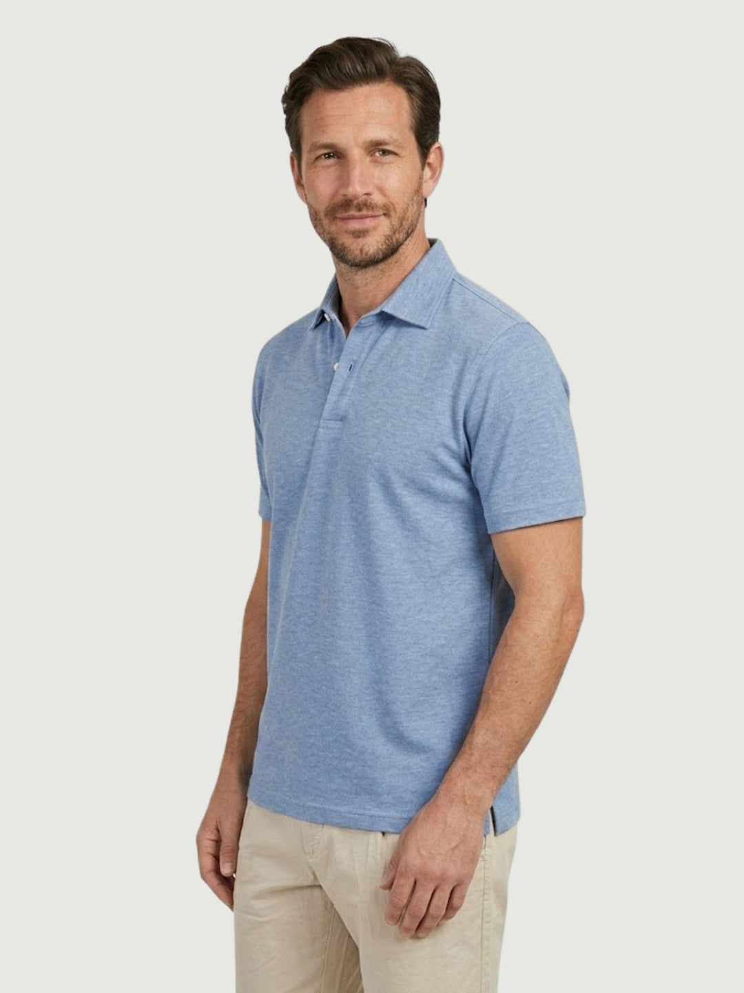 Polo in jersey lino cotone azzurra BU26S08POJERSEYLINCOT 240 ANDREA MORANDO 