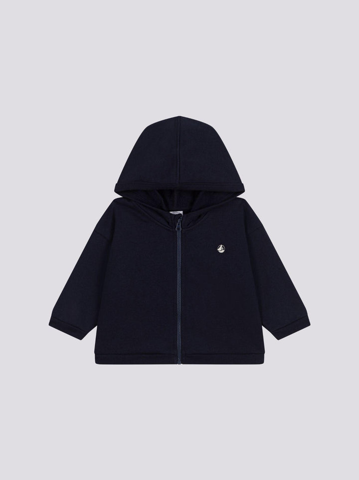 FELPA BLU CON CAPPUCCIO IN TESSUTO FELPATO PER BEBÈ A0A24 01 PETIT BATEAU 