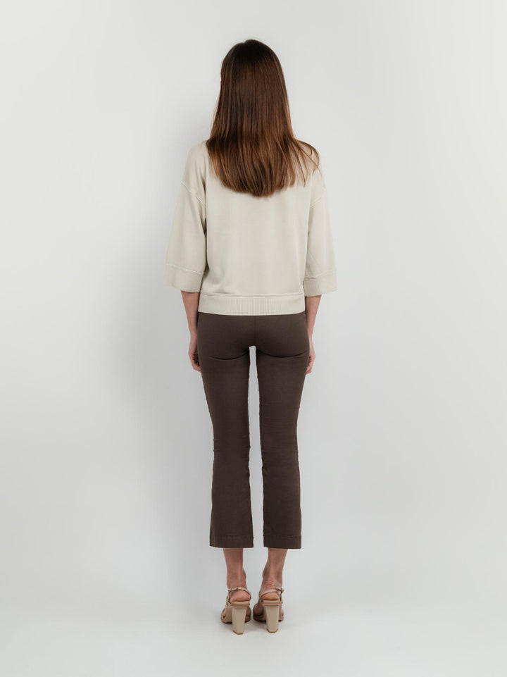PANTALONE A TROMBETTA IN COTONE TESTA MORO