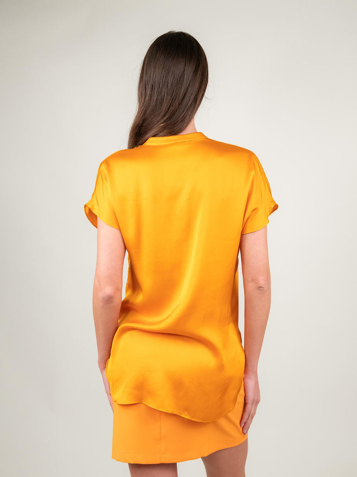 BLUSA A MANICA CORTA IN RASO ARANCIO M9237 ARANCIO ANDREA MORANDO 
