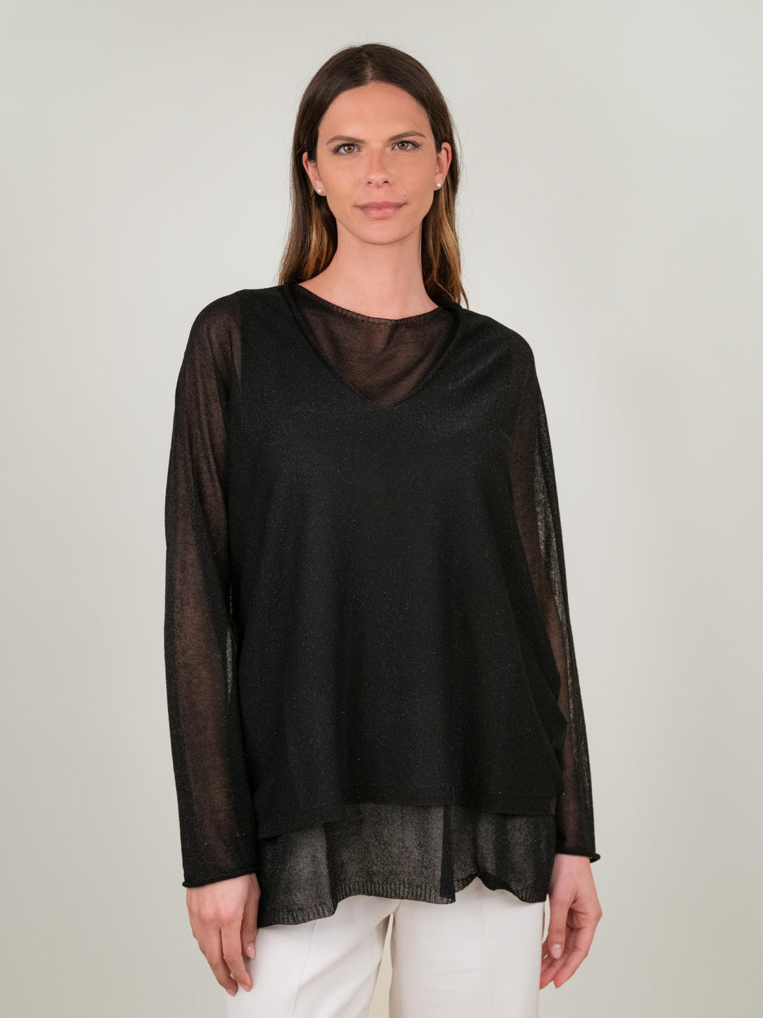 MAGLIA OVER NERA LUREX 12104 NERO ANDREA MORANDO 