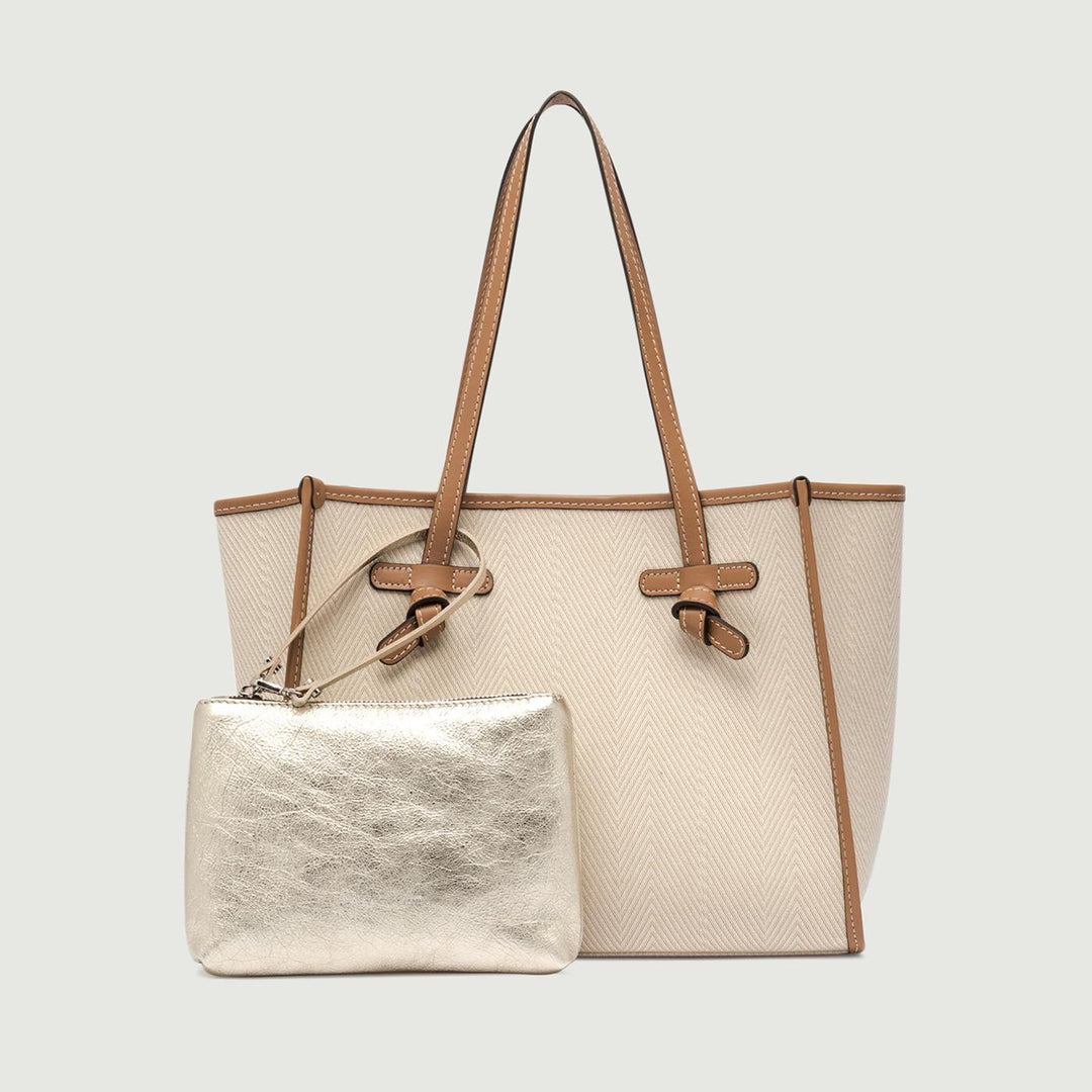 BORSA SHOPPING MARCELLA IN TESSUTO SPIGATO BEIGE BS 6849/24PE WNDCHEV 13 GIANNI CHIARINI 