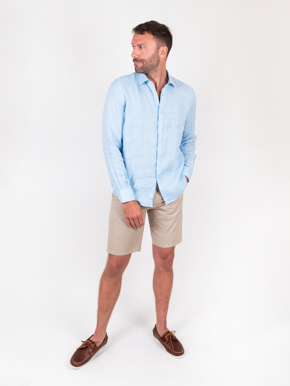 Camicia in lino azzurro chiaro BU26S18CALINENPD 240 ANDREA MORANDO 