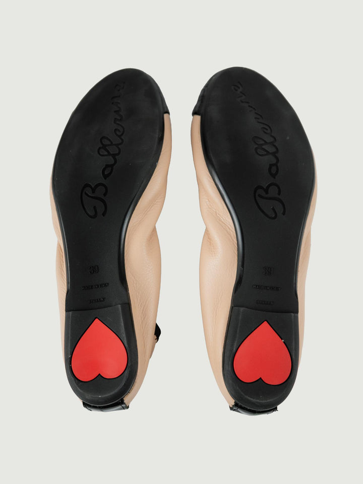 BALLERINA IN PELLE BICOLOR NUDE E NERO