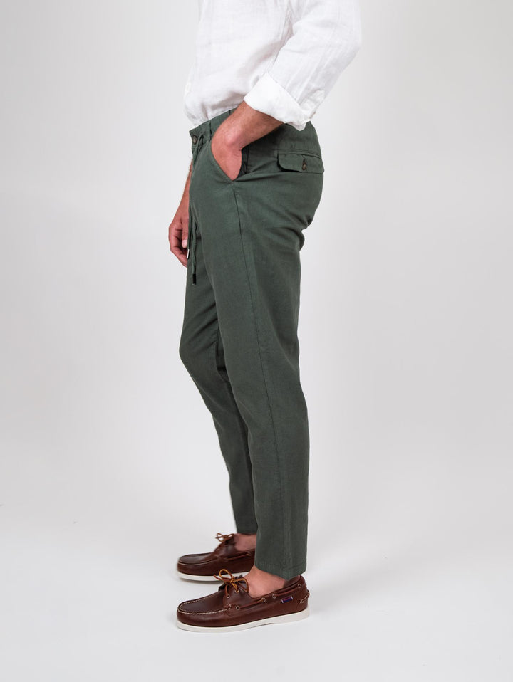 Pantalone in lino verde militare BU26S38PAPA843PD 301 ANDREA MORANDO 