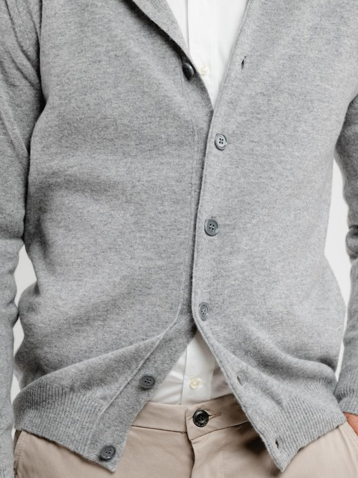 CARDIGAN LUPETTO IN LANA MERINO E CASHMERE GRIGIO LUPETTO BOTT 548 ANDREA MORANDO 