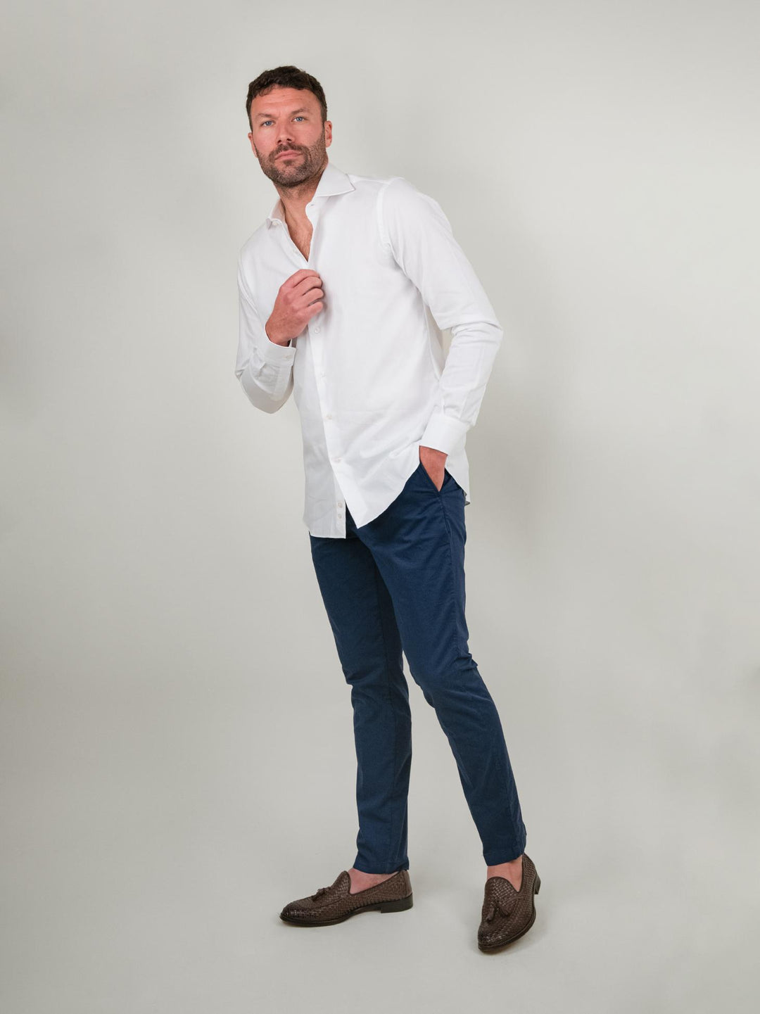 CAMICIA IN COTONE BIANCO ROYAL/SLIM BIANCO ANDREA MORANDO 