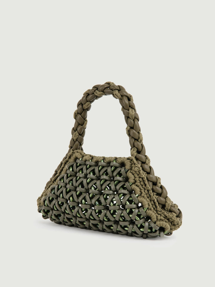 BORSA CRUSH IN RESINA E PELLE VERDE MILITARE SMALL CRUSH VERDE MILITARE BIMOR 