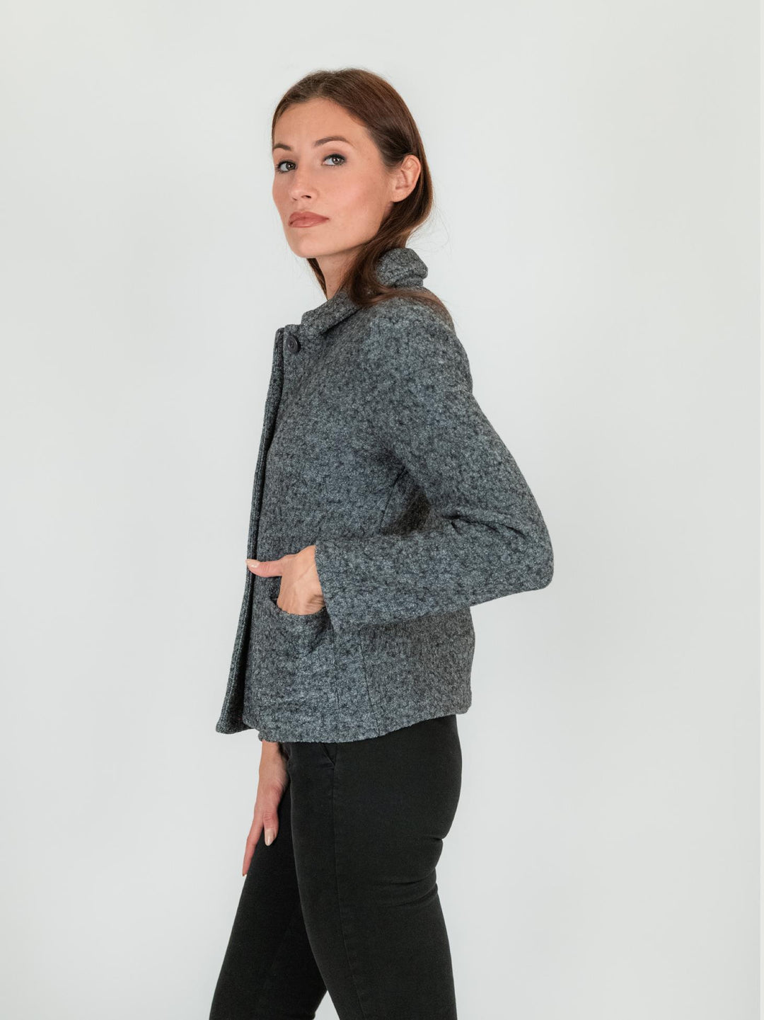 BLAZER IN LANA COTTA GRIGIO