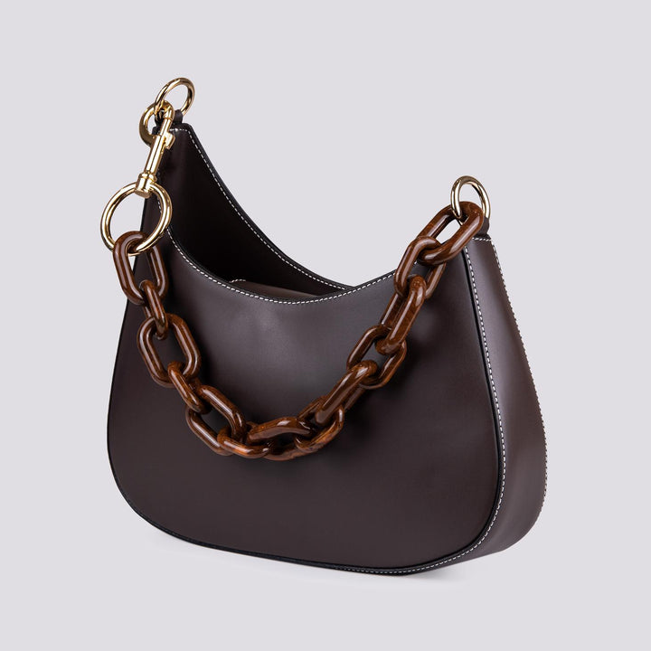 Borsa In Pelle testa di moro Con Tracolla In Osso Curvy CURVY T MORO BIMOR 
