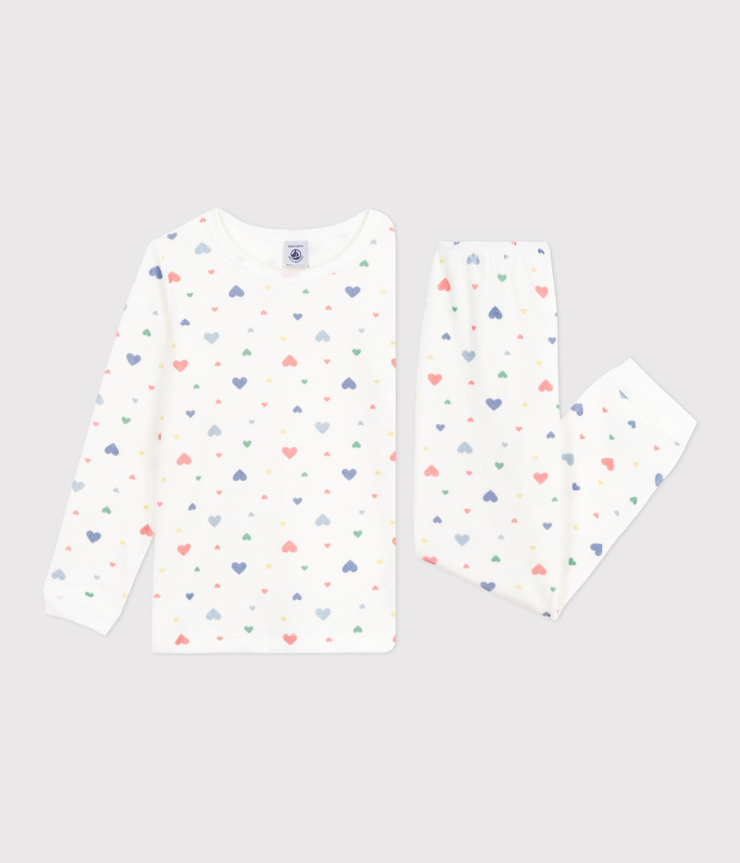 Pigiama in ciniglia con stampa a cuori bambina A0DRV 01 PETIT BATEAU 