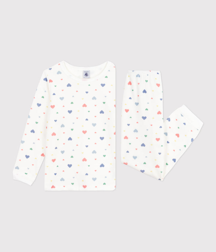Pigiama in ciniglia con stampa a cuori bambina A0DRV 01 PETIT BATEAU 