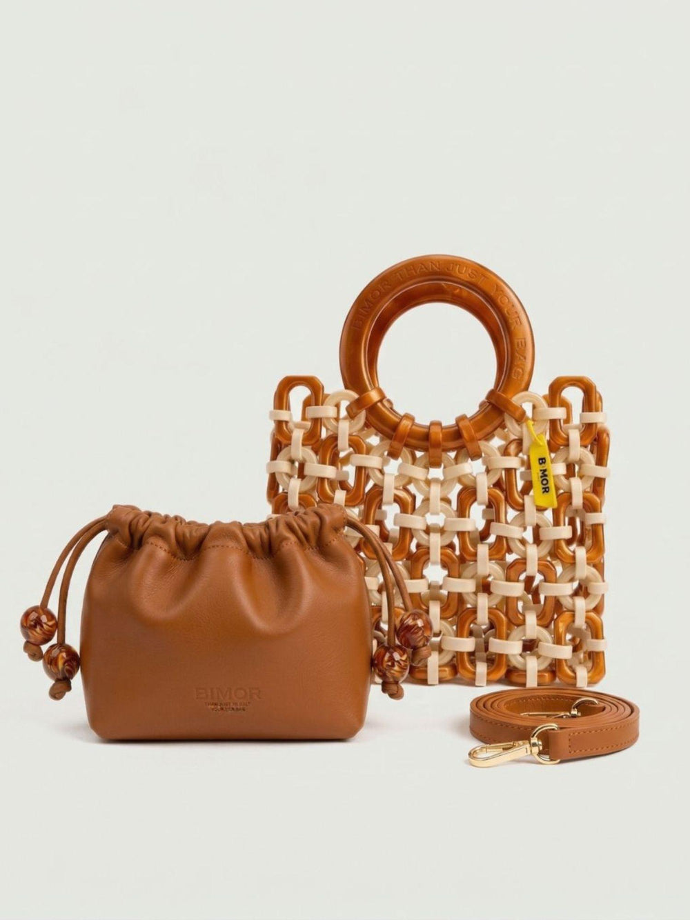 Borsa a mano Doll in resina caramel pearl DOLL+BB MARRONE PERLA+CUOIO BIMOR 