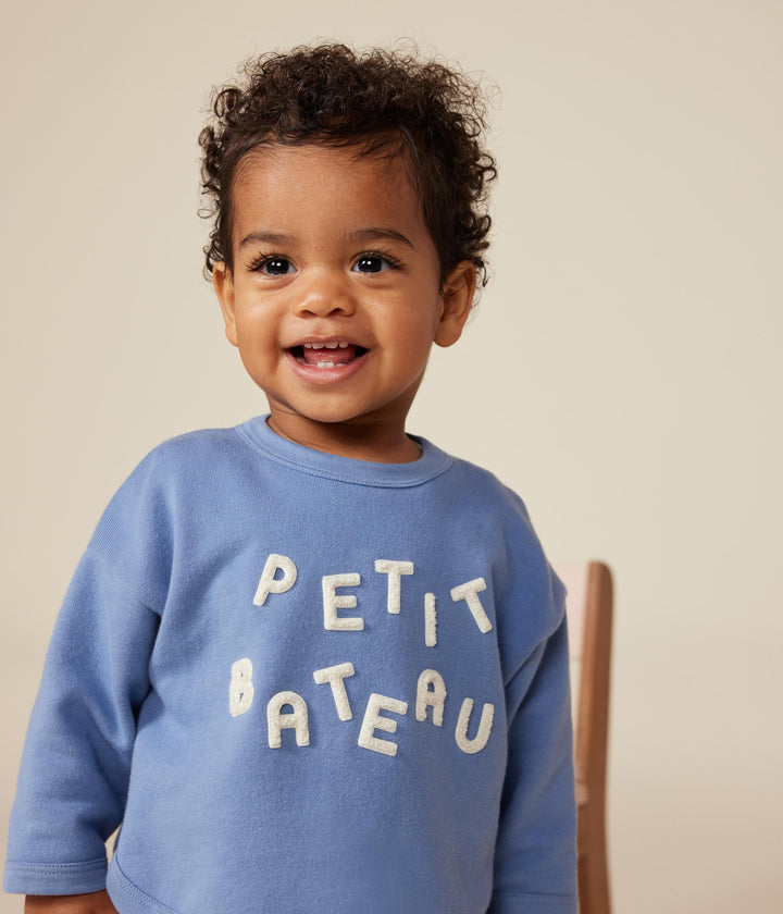 Maglia in tessuto felpato bluette A0B6Y 01 PETIT BATEAU 