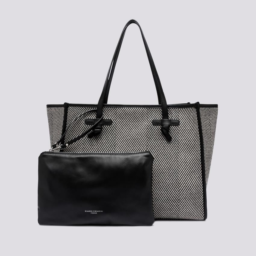 Shopping Marcella in tessuto spiga nero bianco BS 6850/23AI SPIGA 11647 GIANNI CHIARINI 