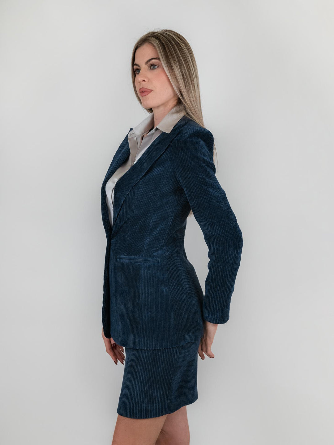 BLAZER VELLUTO BLU A COSTE GIA5455 AVIO ANDREA MORANDO 