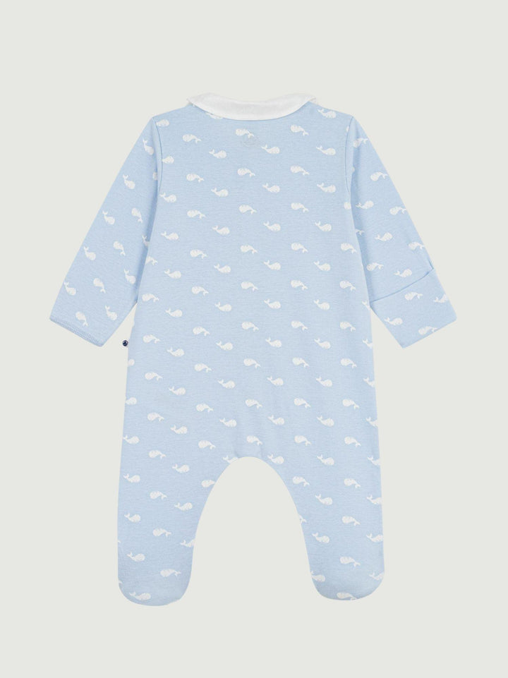Tutina con piedini in cotone con stampa a balene A0F2H 01 PETIT BATEAU 