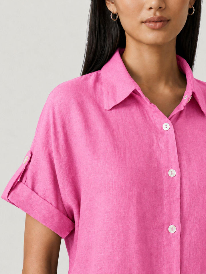 Abito camicia in lino rosa 6AB0527 629 ANDREA MORANDO 