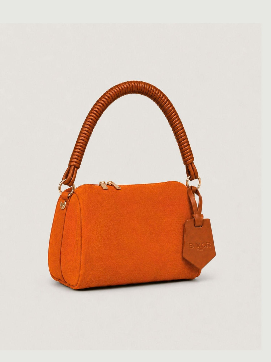 Borsa a spalla Mini Cube in pelle scamosciata arancio MINI CUBE ARANCIO BIMOR 