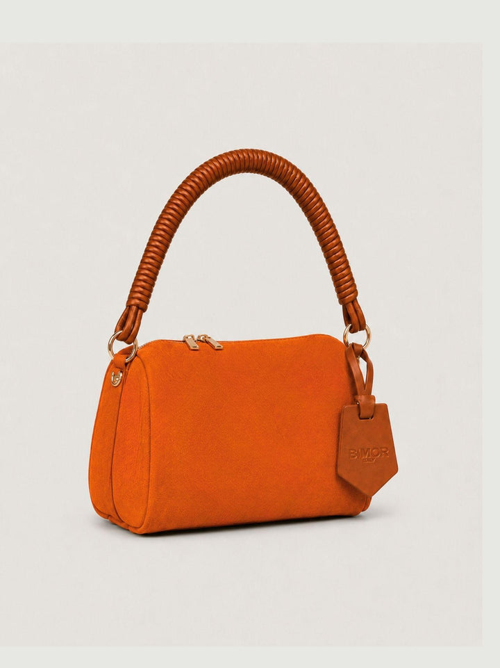 Borsa a spalla Mini Cube in pelle scamosciata arancio MINI CUBE ARANCIO BIMOR 