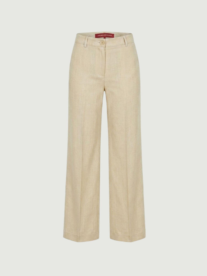 Pantaloni a palazzo con pences beige P3037 MANDORLA ANDREA MORANDO 
