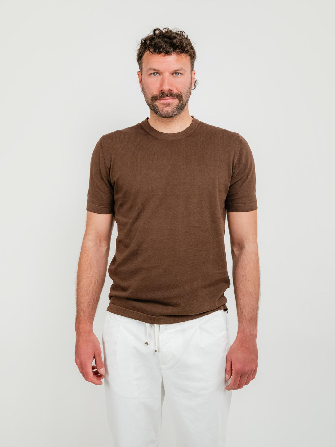 T-SHIRT IN MAGLINA DI COTONE MARRONE