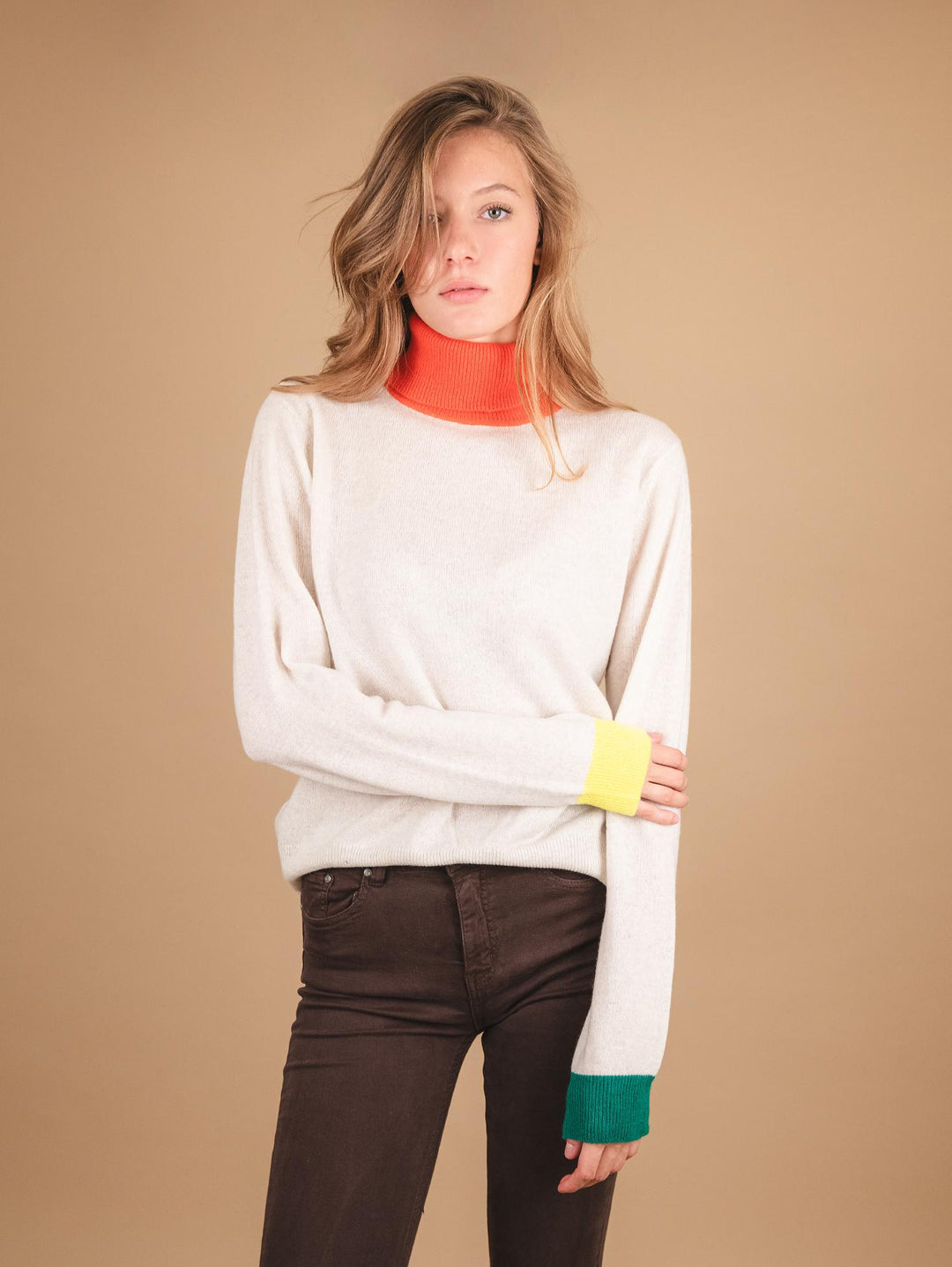 DOLCEVITA IN CASHMERE CON PROFILI MULTICOLOR "TELMA" TELMA POP NUAGE ABSOLUT CASHMERE 