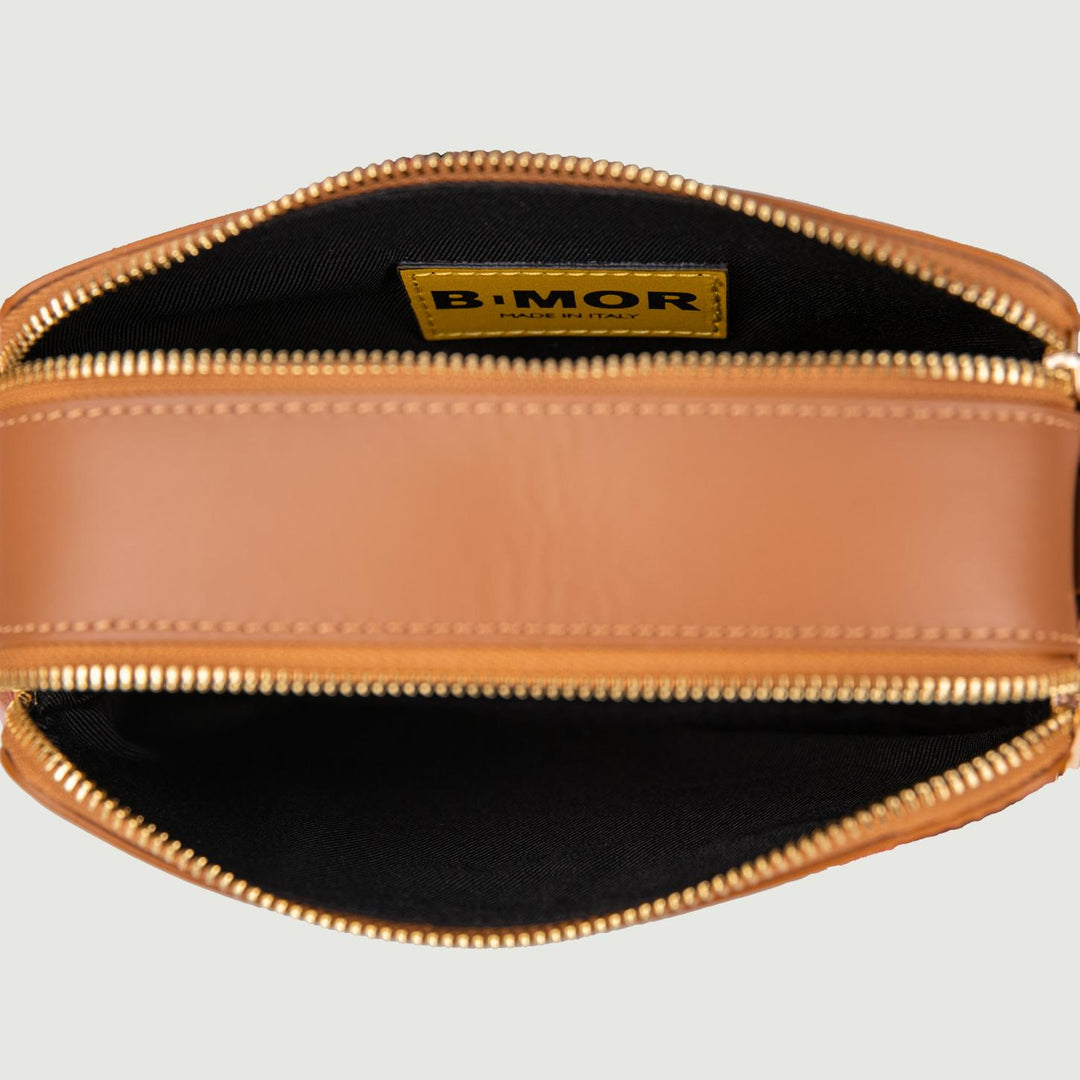 BORSA A TRACOLLA IN PELLE CUOIO CON DOPPIA TASCA YOURS CUOIO BIMOR 