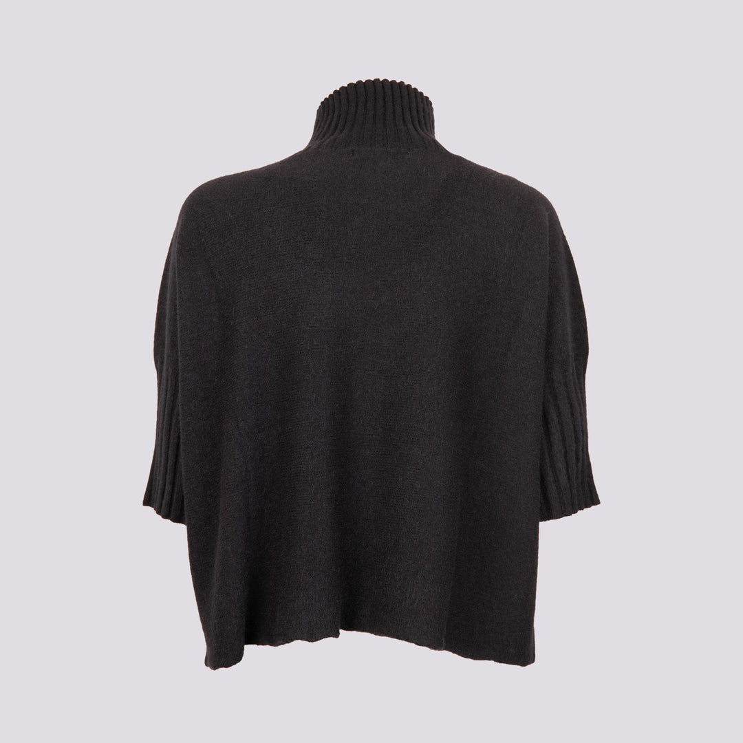 LUPETTO IN MAGLIA OVER CON MAINICA TRE QUARTI NERO 0370/164 0010 BIMOR 