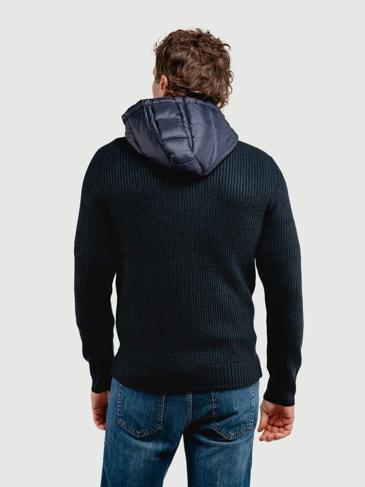 GIUBBOTTO TRAPUNTATO CON INSERTI IN MAGLIA BLU NAVY 4312225 283 ANDREA MORANDO 